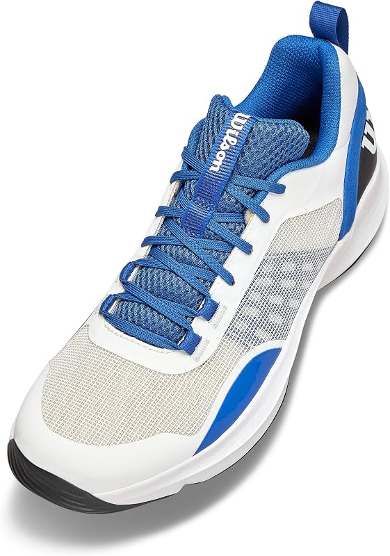 Hurakn Pro V2 Ténis de Padel masculinos, Ajuste Seguro, Estrutura Dinâmica, Design Respirável, Amortecimento Suave, Estabilidade Lateral, Cor: Branco/Deja VU Azul/Preto, Número: 40