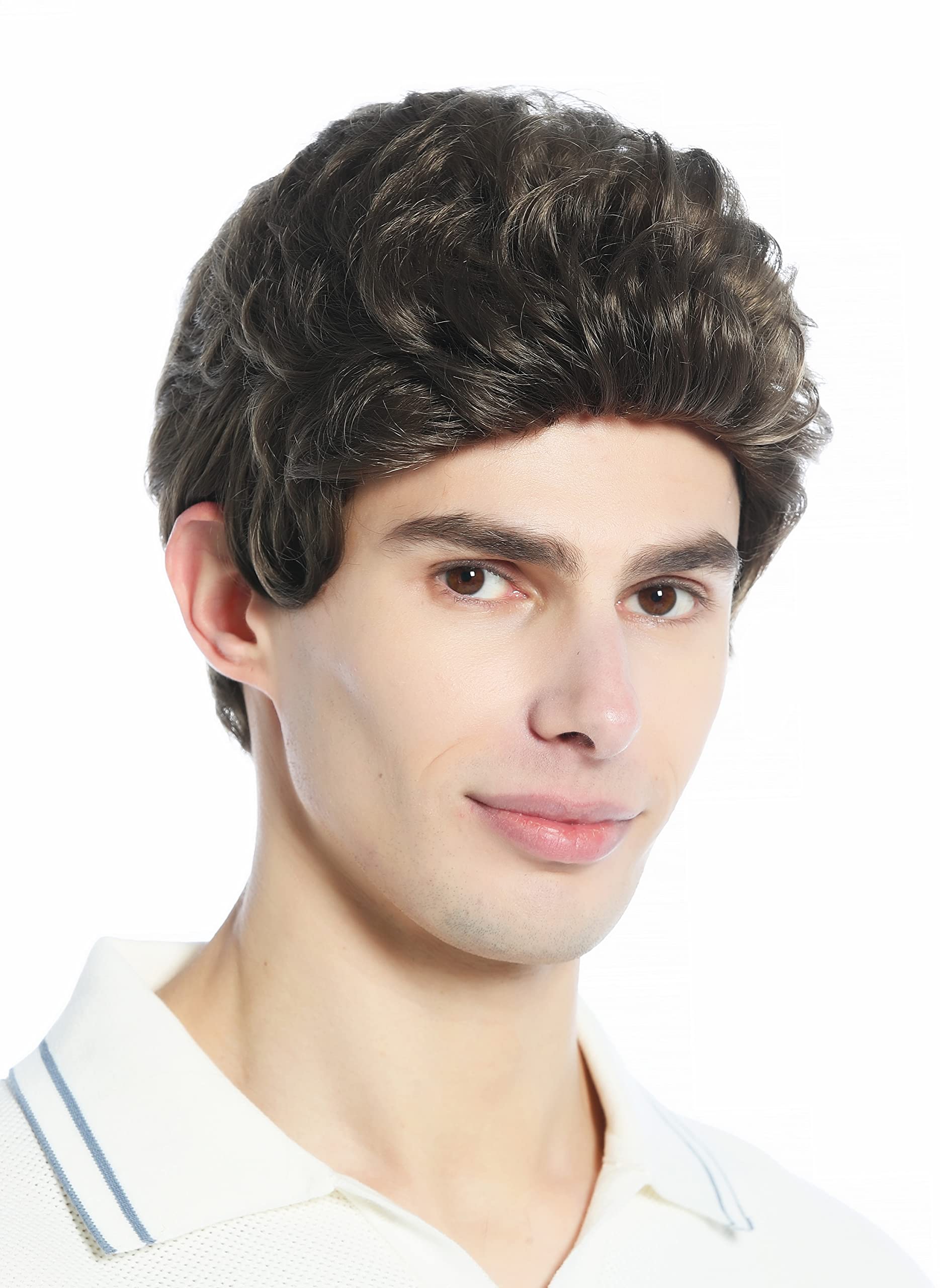 WIG ME UP - DW1333A-1 Wig Men Women unisex quiff short slightly waved dense medium brown brunette