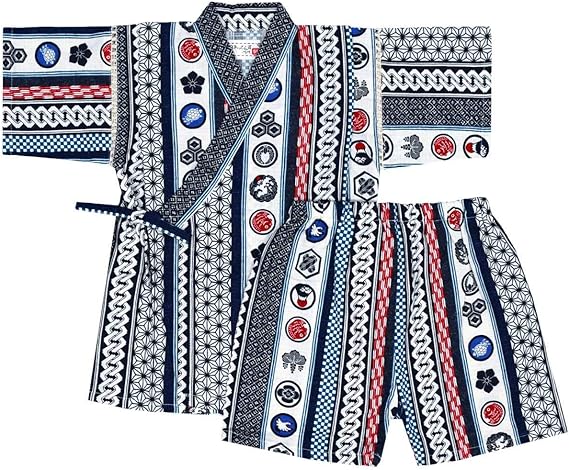 Amazon アスナロ 甚平 甚平 子供 男の子 古典文様柄 和柄 綿100 日本製生地 着物 浴衣 甚平 通販