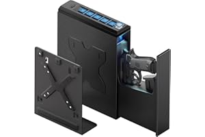 W WIREGEAR Biometric Handgun Safe, Mounted Pistol Gun Safe with Quick Access Sliding Door for Nighstand, Car, Truck, Desk, Bedside, Wall, Gun Lock Box with Security Fingerprint, Key Access, PIN Code1
