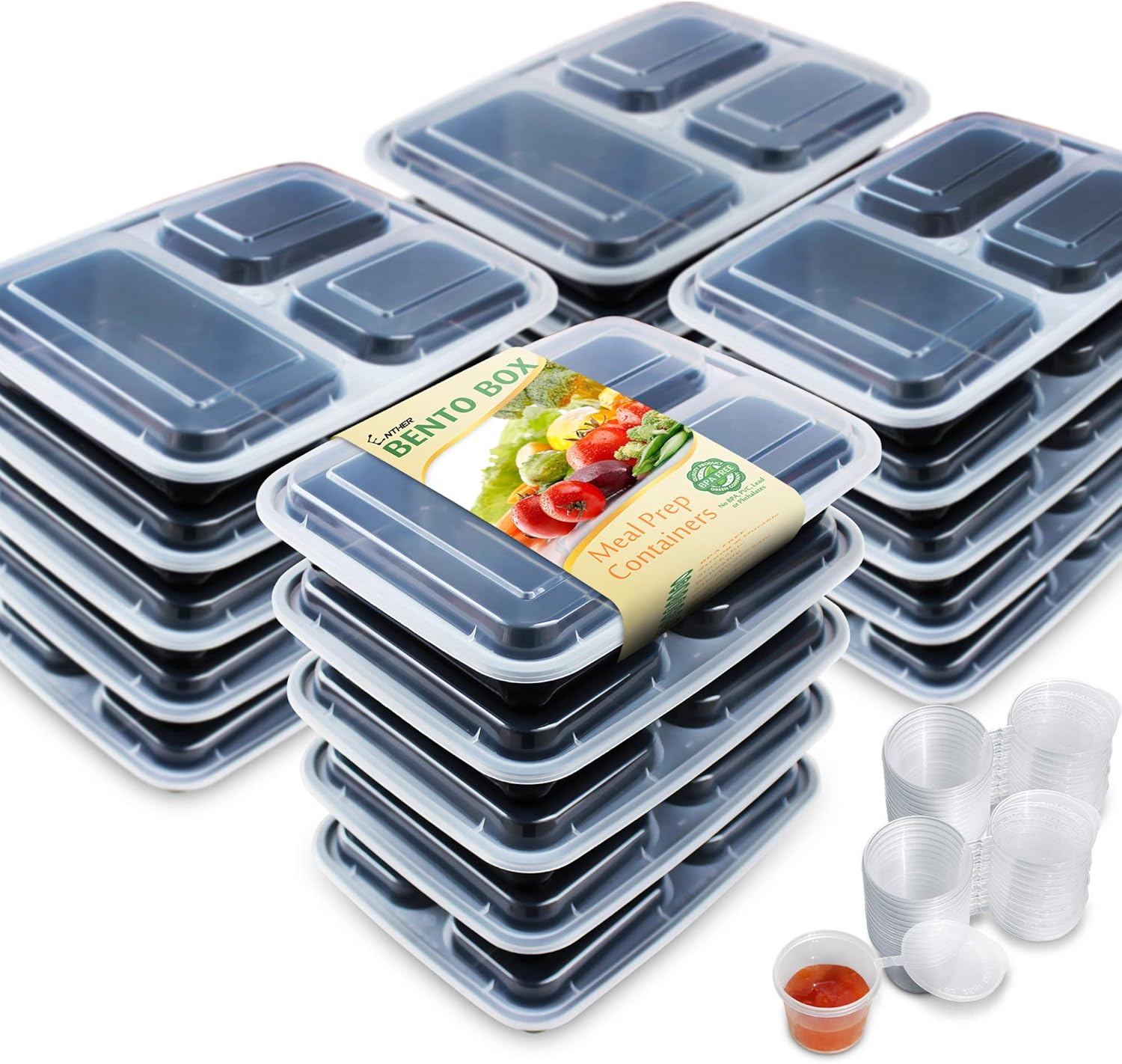 Enther 20PCCPT3 bento Boxes, 28oz, 20 Pack 3 Compartment Amazon.ca