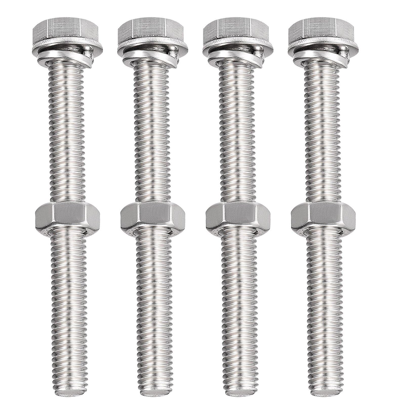 TA-VIGOR 4Pcs M8 x 70mm Hex Head Screws Bolts, Nuts, Flat & Lock Washers Kits, Fully Thread Hexagon Bolts, High Tensile Cap Screws for Metal Work, Automotive Machinery, Bike Motorcycles Repair