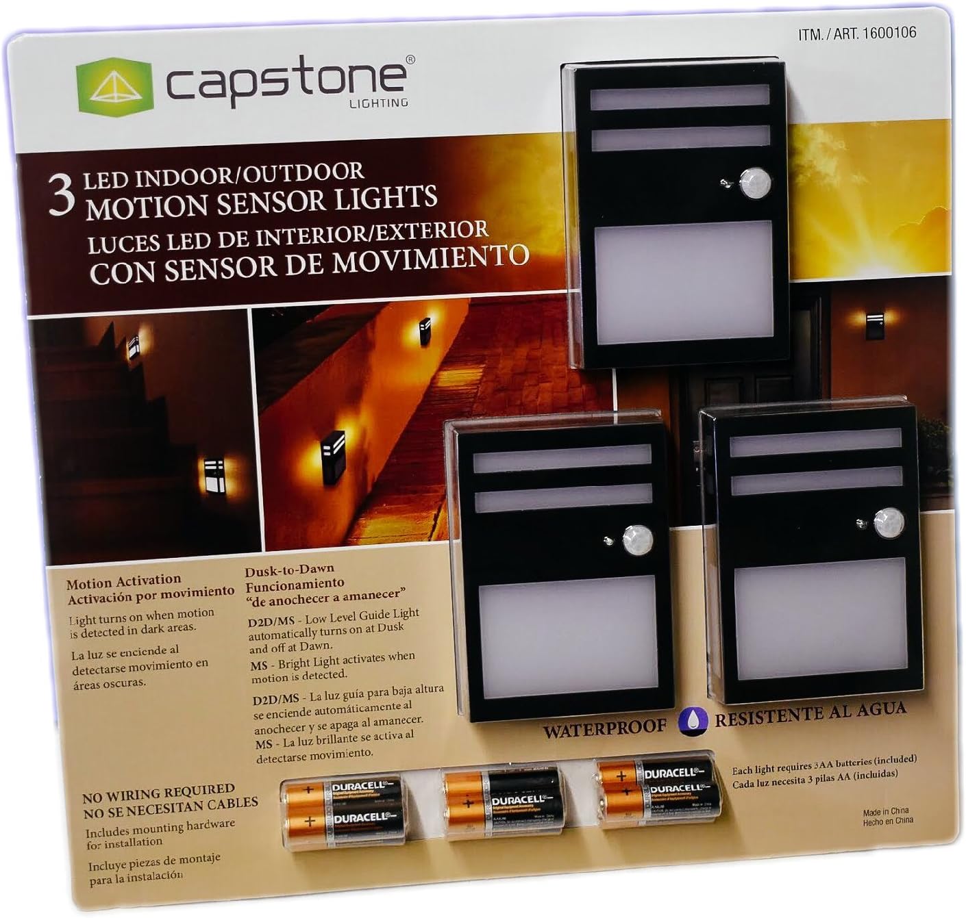 LED Indoor/Outdoor Motion Sensor Lights (Pack of 3)