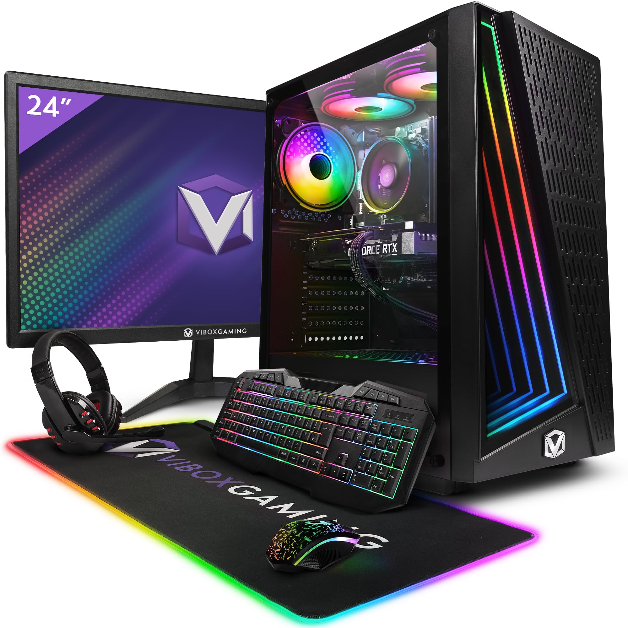 Vibox V-124 Gaming Pc Bundle • Amd Ryzen 5 5500 4.2Ghz • Nvidia Rtx 5060 Ti 8Gb • 16Gb Ram • 1Tb Nvme Ssd • Windows 11 • 23&Quot; Monitor • Wifi