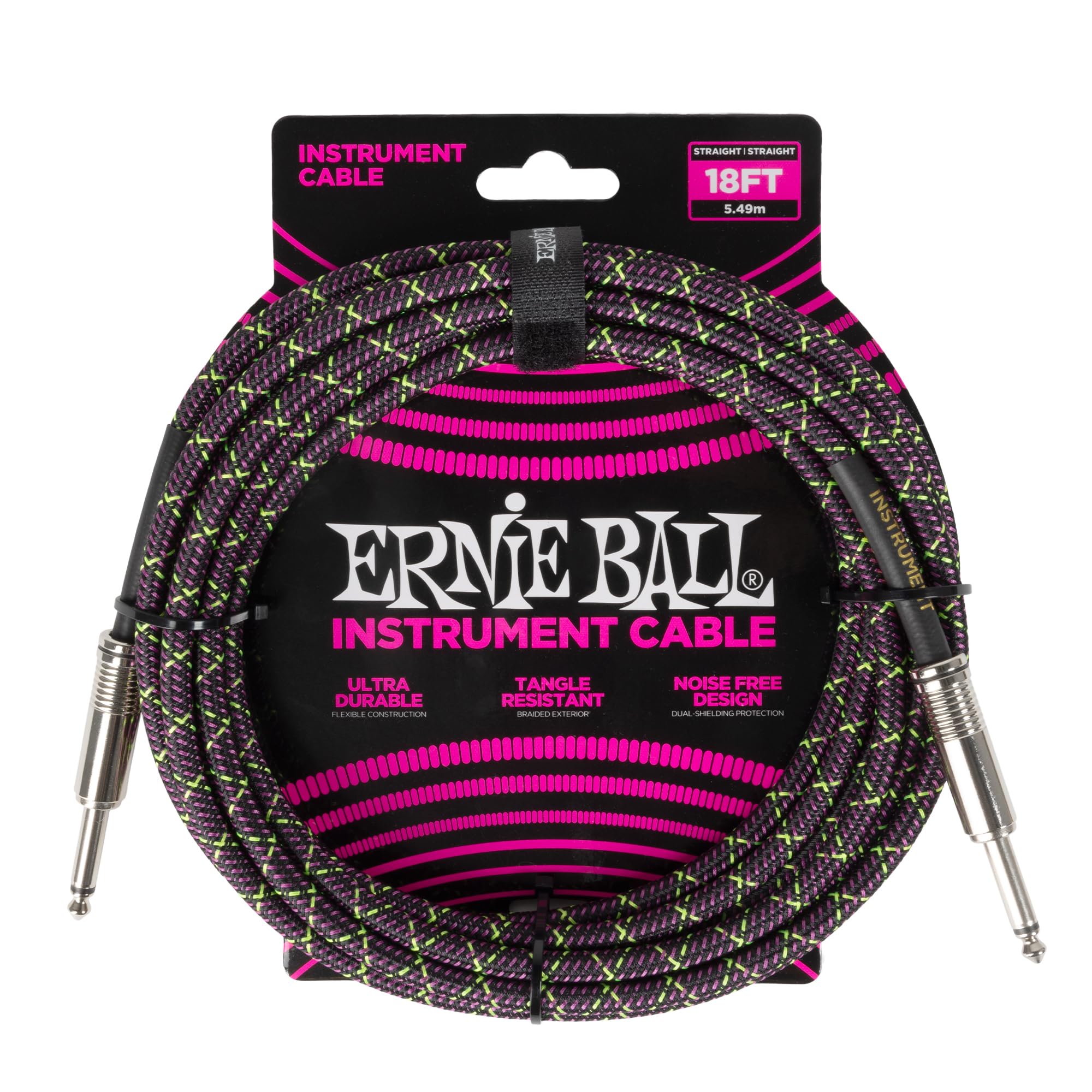 Ernie Ball Braided Instrument Cable Straight/Straight 18ft - Purple Python