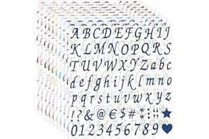 Waynoda 800 Pieces 10 Sheets Glitter Alphabet Letter Stickers, Self Adhesive Letter and Number Stickers, Alphabet Number Stickers