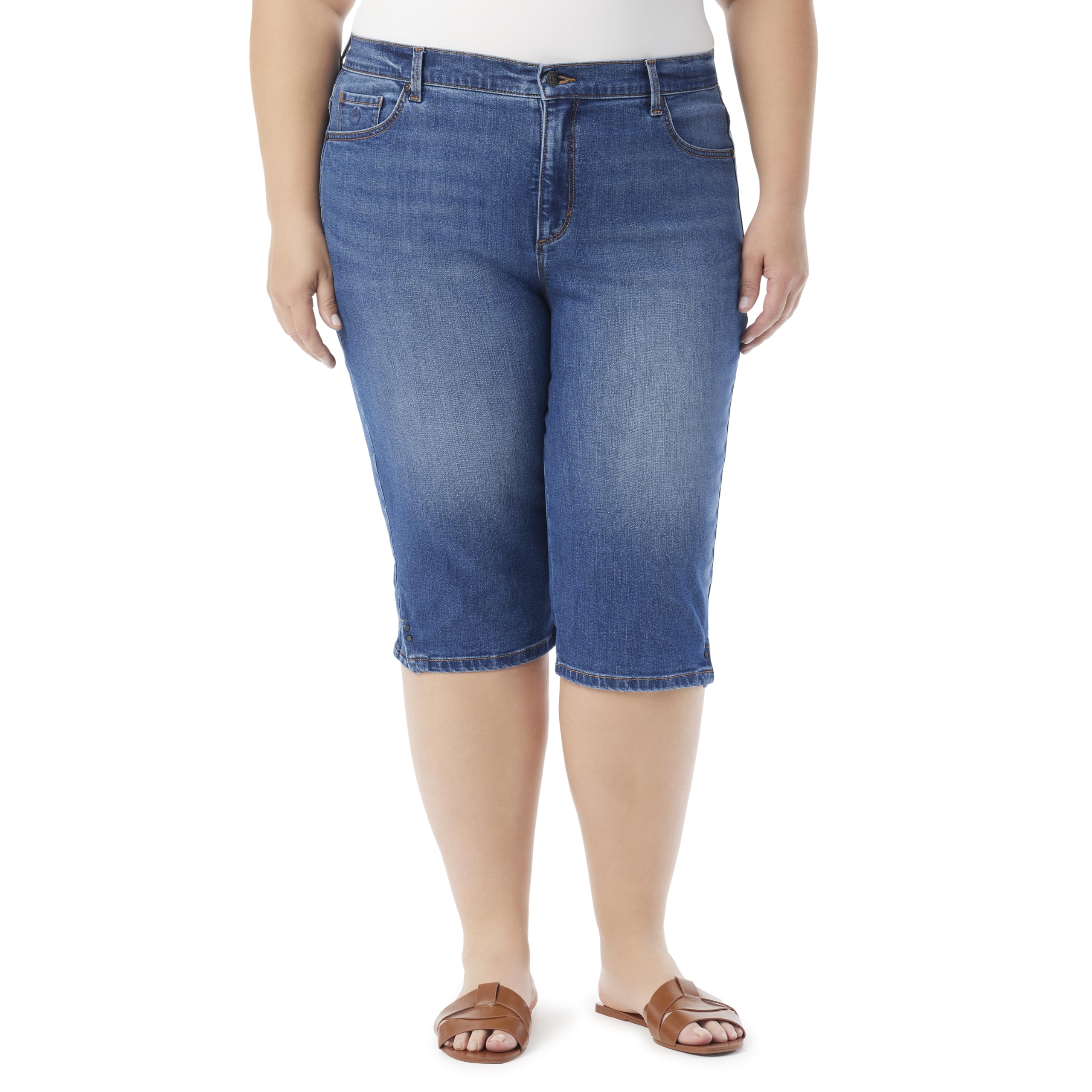 Photo 1 of Gloria Vanderbilt Women's Size Amanda High Rise Skimmer Short Plus, COMPARNI Whiskers