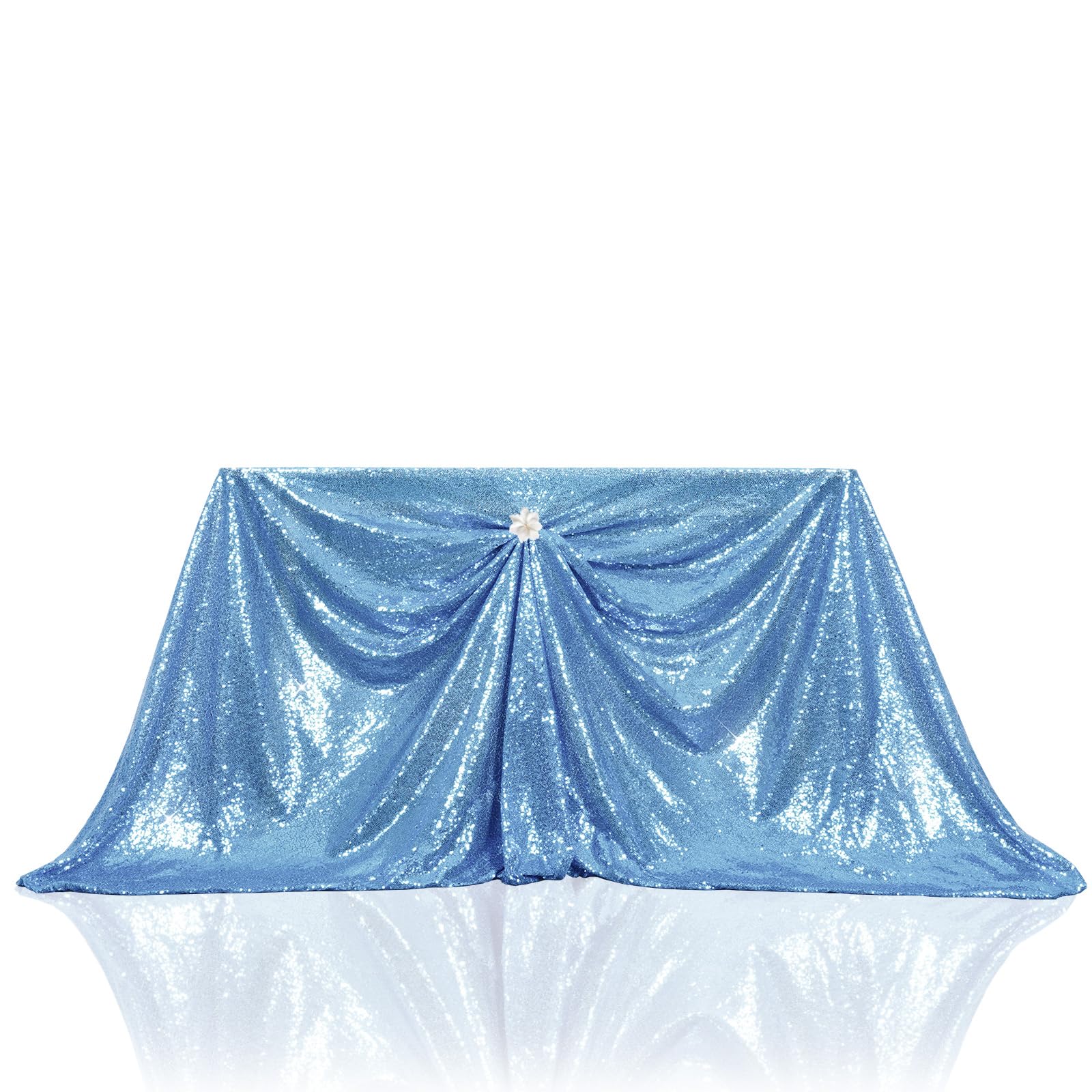 PartyDelight Sequin Tablecloth Baby Blue Rectangular 60"x102" Table Cloth Wedding Party Events — image 1