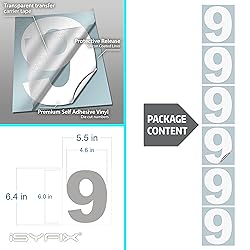 iSYFIX White Vinyl Number 9 (Nine) Stickers - 6