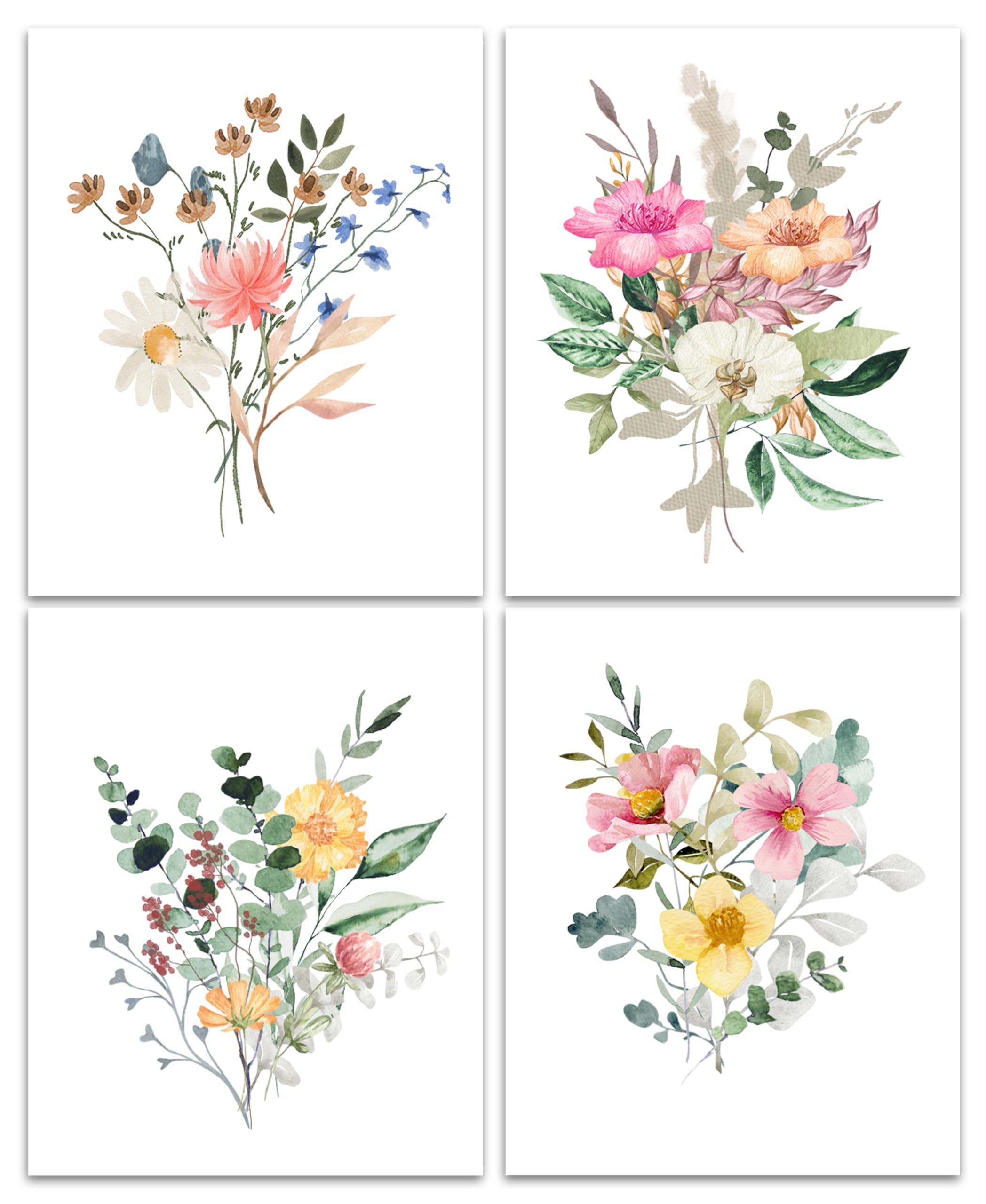 Photo 1 of ** ONLY 2**
Botanical Prints, Flower Wall Art, Rustic Floral Watercolor Decor, Vintage, Cottage, Nature and Country Farmhouse Decor for your Kitchen and Bedroom. Unframed 8X10 Set of 4 (Yellow Pink Blue Green)