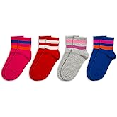 RAFRAY Women's Colorful Athletic Socks – Quarter Length Ankle Sports Socks – Striped Design – Soft & Breathable – 4 Pairs – Size 5-9.5