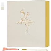 Lanpn Wedding Self Adhesive Photo Album Scrapbook 40 Pages, Linen Photos Albums DIY Sticky Magnetic Pages holds 4x6 5x7 A5 Pi
