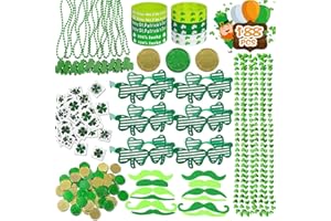 Max Fun 188Pcs St Patricks Day Accessories Party Favors Set Decorations Kids Saint Patricks Day Irish Decor, Green Beads Shamrock for Parades Supplies