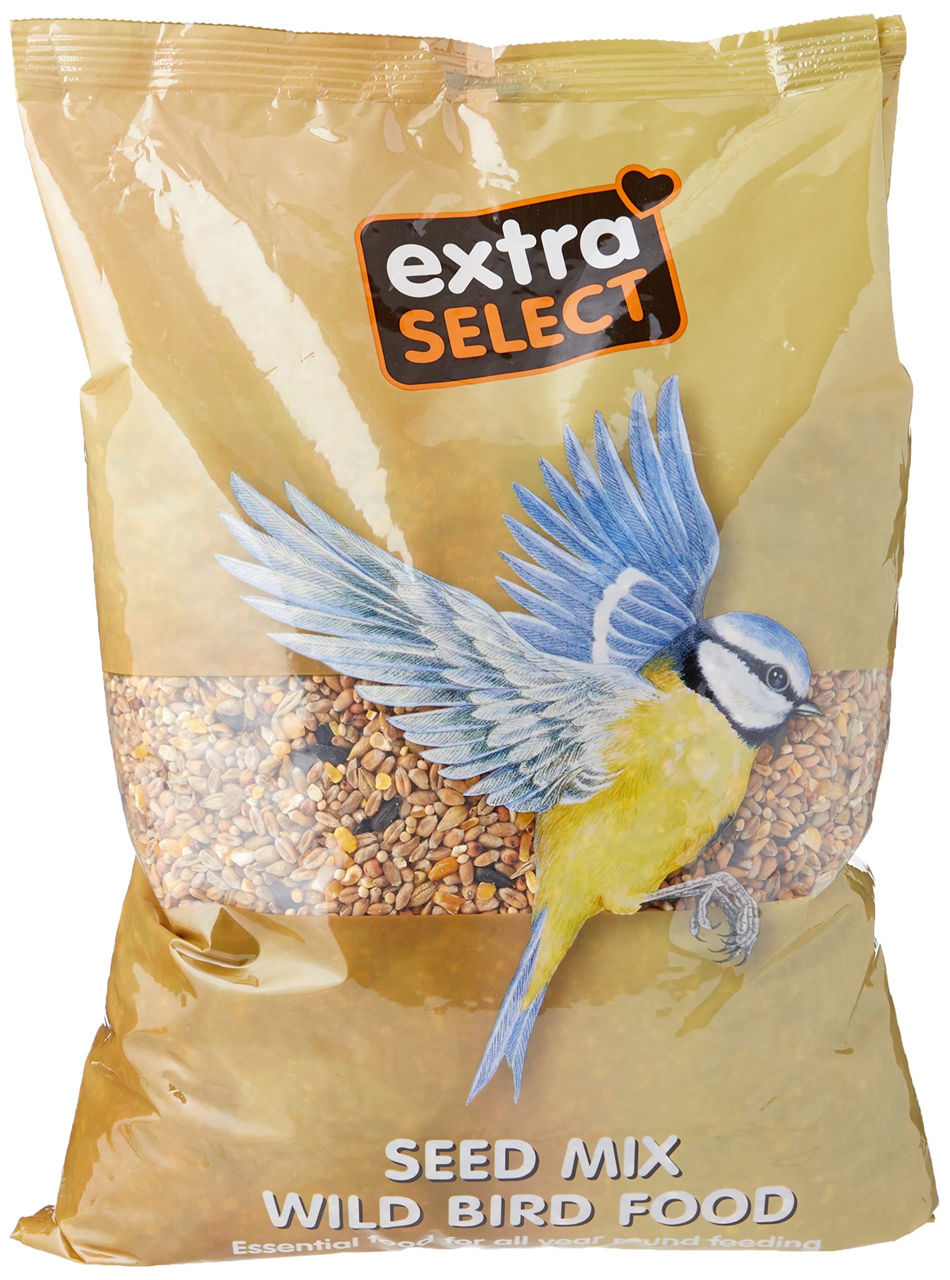 Extra Select Wild Bird Seed Mix with Black Sunflower Seeds, Wheat, Dari, Millet Seeds - Nutrient Rich Wild Bird Food for Small Birds - 3kg