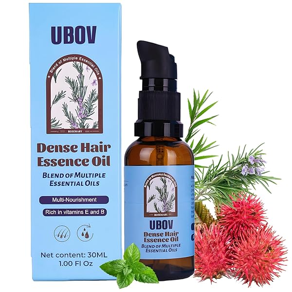 UBOV ROSEMARY OIL FOR HAIR, HAIR GROWTH OIL ORGANIC ROSEMARY ESSENTIAL OIL FOR HAIR – ORGANIC HAIR OIL FOR DRY SCALP TREATMENT AND ENHANCED VOLUME AND SHINE(1OZ,30ML)