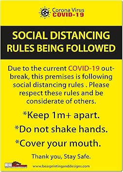 Updated Rules Covid 19 A4 1m Social Distancing Self Isolation Self Adhesive Door Sticker Signage Covid19 Corona Virus Isolate Amazon Co Uk Diy Tools