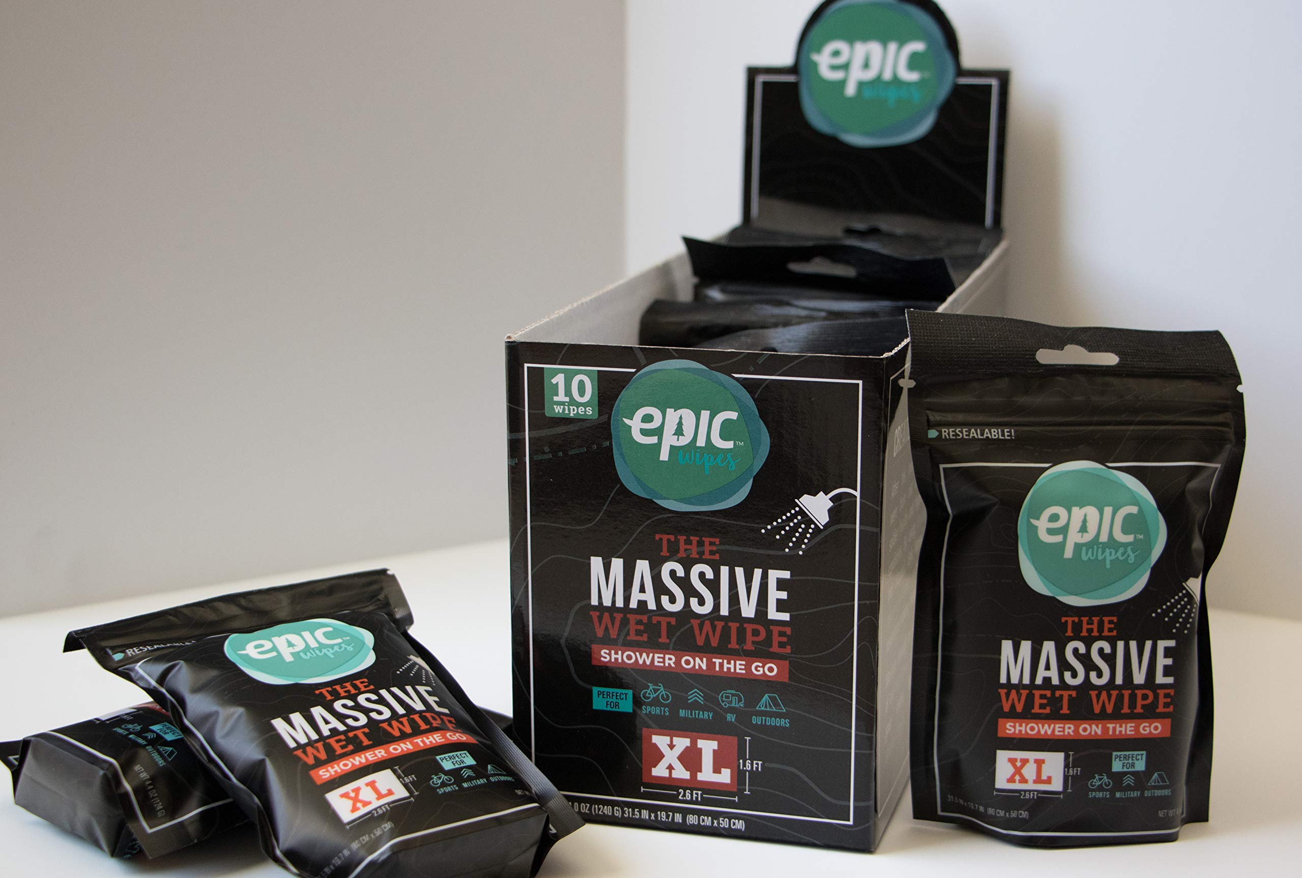 Epic Wipes, 10pack massive wet wipes, biodegradable residuefree
