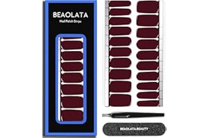 Beaolata Nail Polish Strips Long Lasting, 20Pcs Wraps, Easy Apply& Remove Salon Quality Gel Nail Stickers (Vineyard Dar Red)