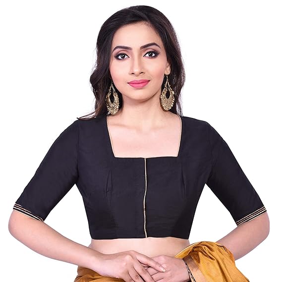 Women's Cotton Tussar Blouse (D-1005366-Black)