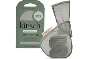 Kitsch Bar Soap Saver Bag - Patented Mesh Bag Soap Holder for Rosemary & Biotin Shampoo Bar With Tag Identifier - Extends Use & Prevents Soggy Mess - Recycled Mesh Beauty Pouch, Eco-Friendly