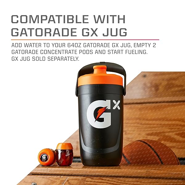 GATORADE GX HYDRATION SYSTEM, NON-SLIP GX SQUEEZE BOTTLES OR GX SPORTS DRINK CONCENTRATE PODS, 4 COUNT (PACK OF 6)