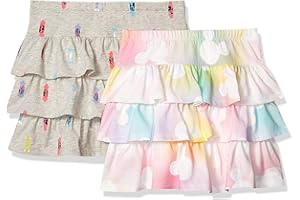 AMAZON ESSENTIALS Spotted Zebra Disney | Marvel | Star Wars | Frozen | Princess Girls and Toddlers' Knit Ruffle Scooter Skirts, Pack of 2