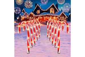 BRILLARLIGHTS Candy Cane Christmas Lights Outdoor, 10 inch Lighted Candy Cane Yard Lights with Set of 10 Candy Canes Outdoor Walkway Christmas Lights Pathway Lawn Yard Decorations