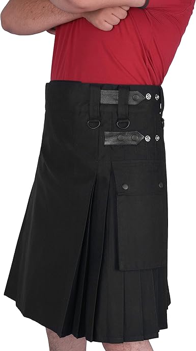 mens black utility kilt