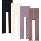 Meeshine 4 Pack Baby Girls Footless Leggings Cotton Toddler Stocking Tights Kid Solid Pants 2-8 T