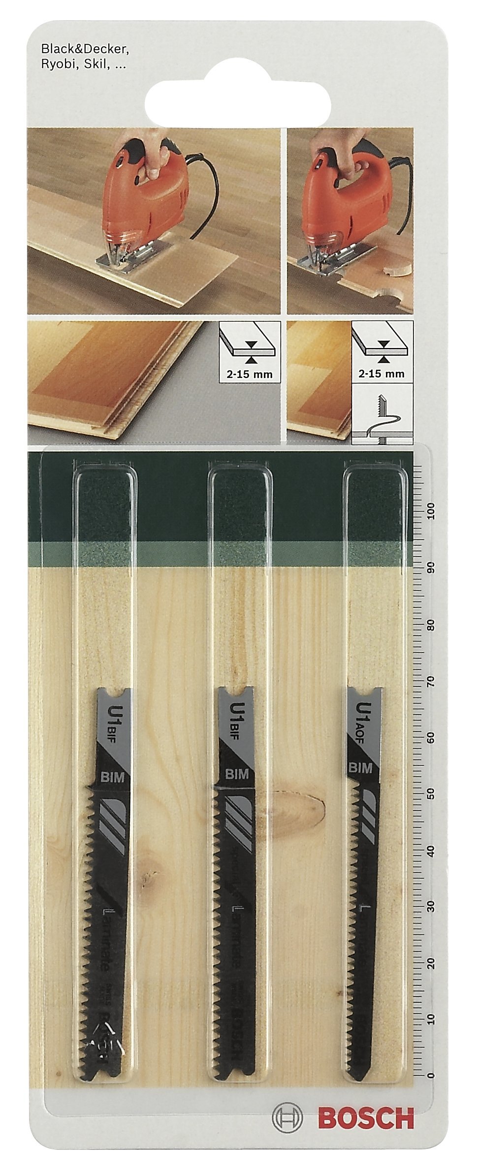 Bosch 2609256789 Jigsaw Blade Set 2 x BIM U 1 BIF 1 x U 1 AOF