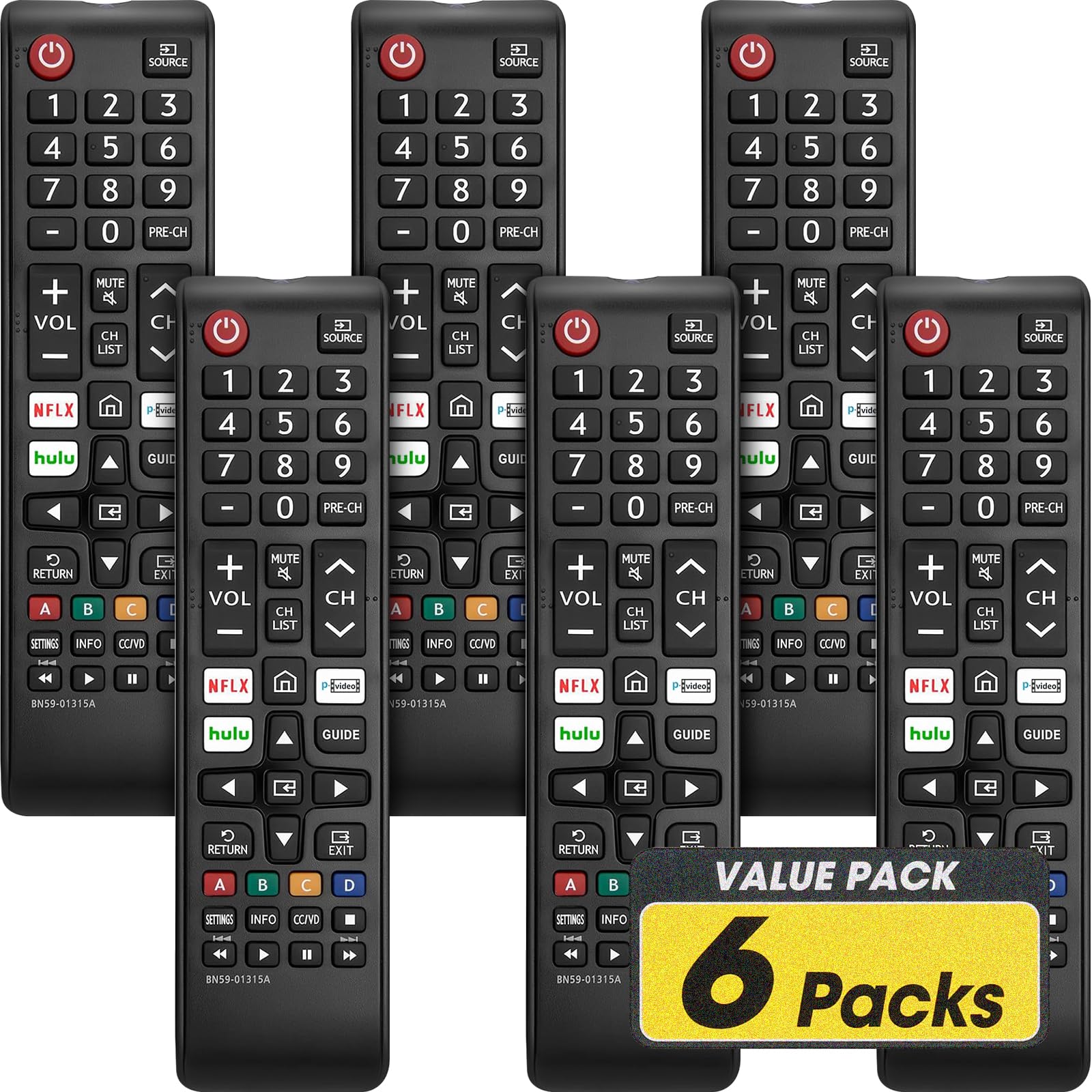 Photo 1 of 6 Pack Remote for All Samsung TV Remote, Replacement Compatible with All Samsung Smart TVs, Series TVs, LCD, LED, 3D, HDTV