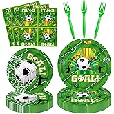 160 Pack Soccer Party Supplies Sports Theme Birthday Decorations Soccer Party Plates， Napkins，forks Set Soccer Theme Set for Boys Sports Theme Birthday Decorations Serves 40 Guests
