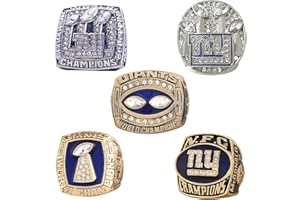 RyDdpz GIFT SET NEW YORK COMMEMORATIVE RINGS FOR 5-TIMES RUGBY CHAMPIONSHIPS, 5 RINGS SET WITH 5-HOLE WOODEN DISPLAY BOX PACKAGING, HOLIDAY GIFT FOR BASEBALL FANS
