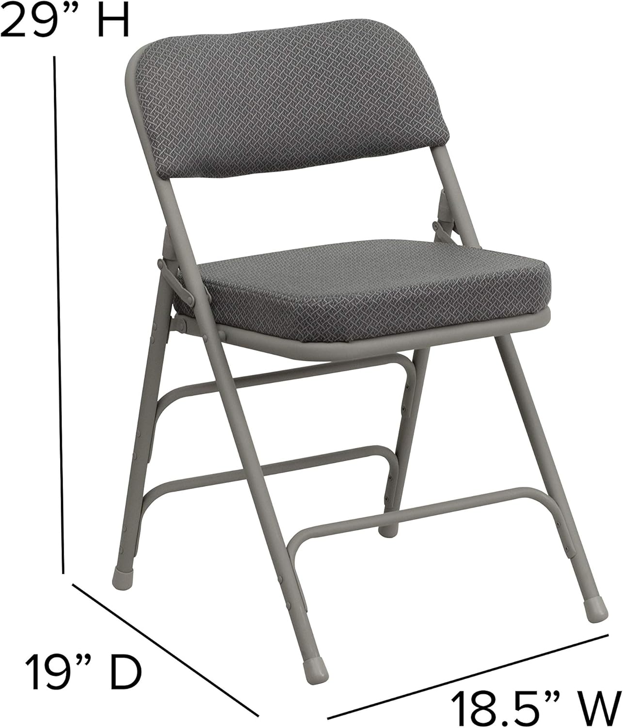 Flash Furniture 2 Pk. HERCULES Series Premium Curved Triple Braced & Double Hinged Gray Fabric Metal Folding Chair: Furniture & Decor