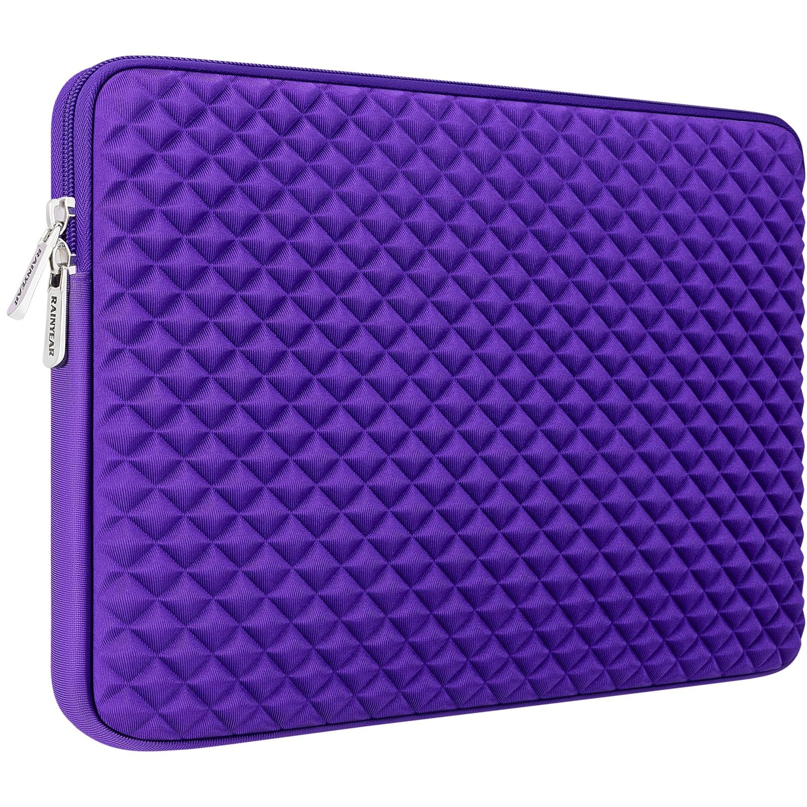 RAINYEAR 14 Inch Laptop Sleeve Diamond Foam Shock Resistant Padded Case Fluffy Lining Protective Zipper Cover Carrying Bag Compatible with 14" Notebook Computer Tablet Chromebook(Purple)