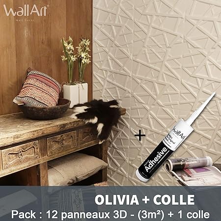 Panneau Mural 3d Jayden 12 Panneaux Decoratifs 3m Colle Plaques Wallart Revetement Mural Papier Peint 3d Stickers I Plaquette De Parement Pour Decoration Murale Salon Chambre Maison I Mur 3d Bricolage Peintures