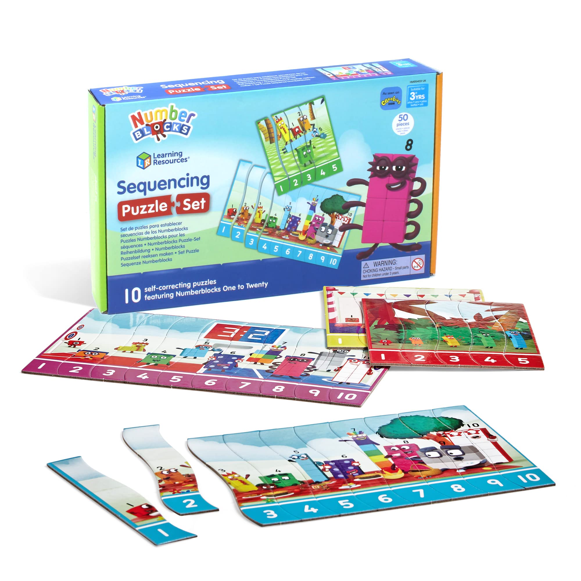 Learning Resources Numberblocks Sequencing Puzzle Set, Ages 3+, Maths Jigsaw Puzzle, Learn to Count 1–20, Number Sequencing Toy, 20 Puzzles in a Box, Gifts for Kids