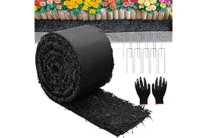 ZATOZKAR 1 Pcs 10 Ft Long Rubber Mulch for Landscaping Garden Mulch Black Roll Rubber Mulch Mat Recycled Natural-Looking Edging Border Cuttable Reduced Weed Growth Bed Liner for Garden 2025