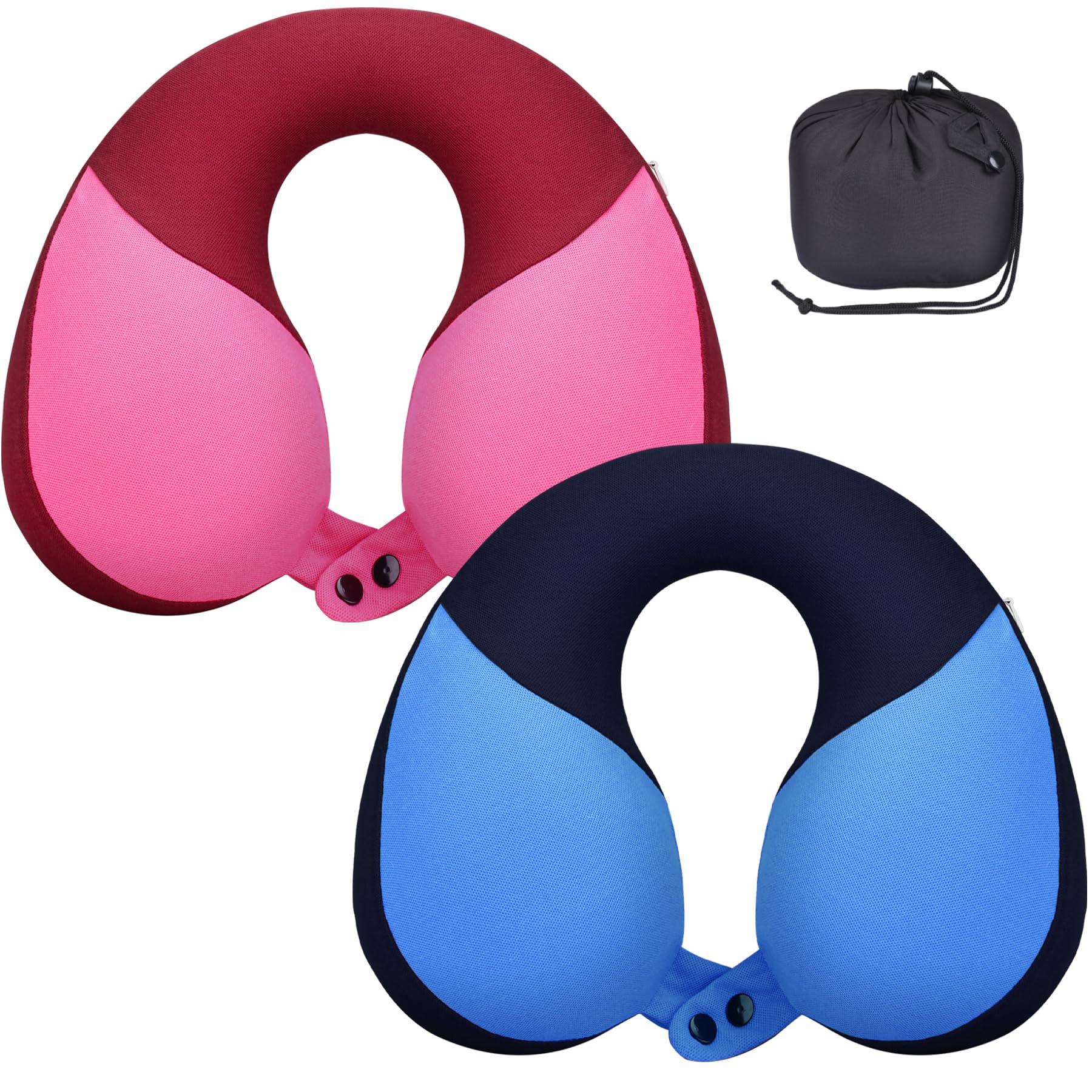 Photo 1 of COOLBEBE Kids Travel Neck Pillow 2PCS Softly Double Support Neck Pillow for Car & Airplane, Traveling Gifts for Toddler & Children(Blue & Pink)