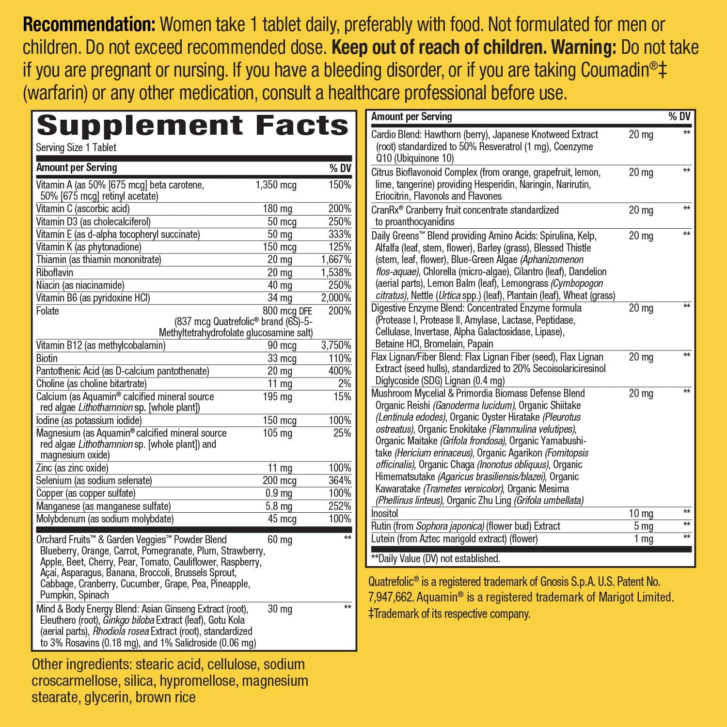 Nature's Way Alive! Once Daily Women's 50+ Multivitamin, Ultra Potency, Food-Based Blend, 60 Tablets: Health & Personal Care
