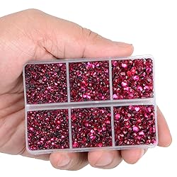 LPBeads 6400 Pieces Hotfix Fuchsia Rhinestones Flat