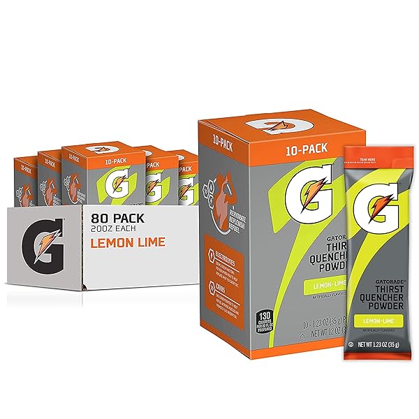 GATORADE THIRST QUENCHER POWDER, LEMON LIME, 12 OZ, 10 COUNT (PACK OF 8)