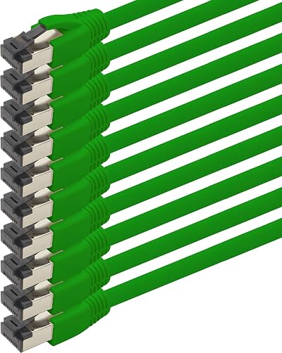 1aTTack.de Cat 8 Network Cable 1m Green 10 Pack - 2000MHz 40Gbit s Patch