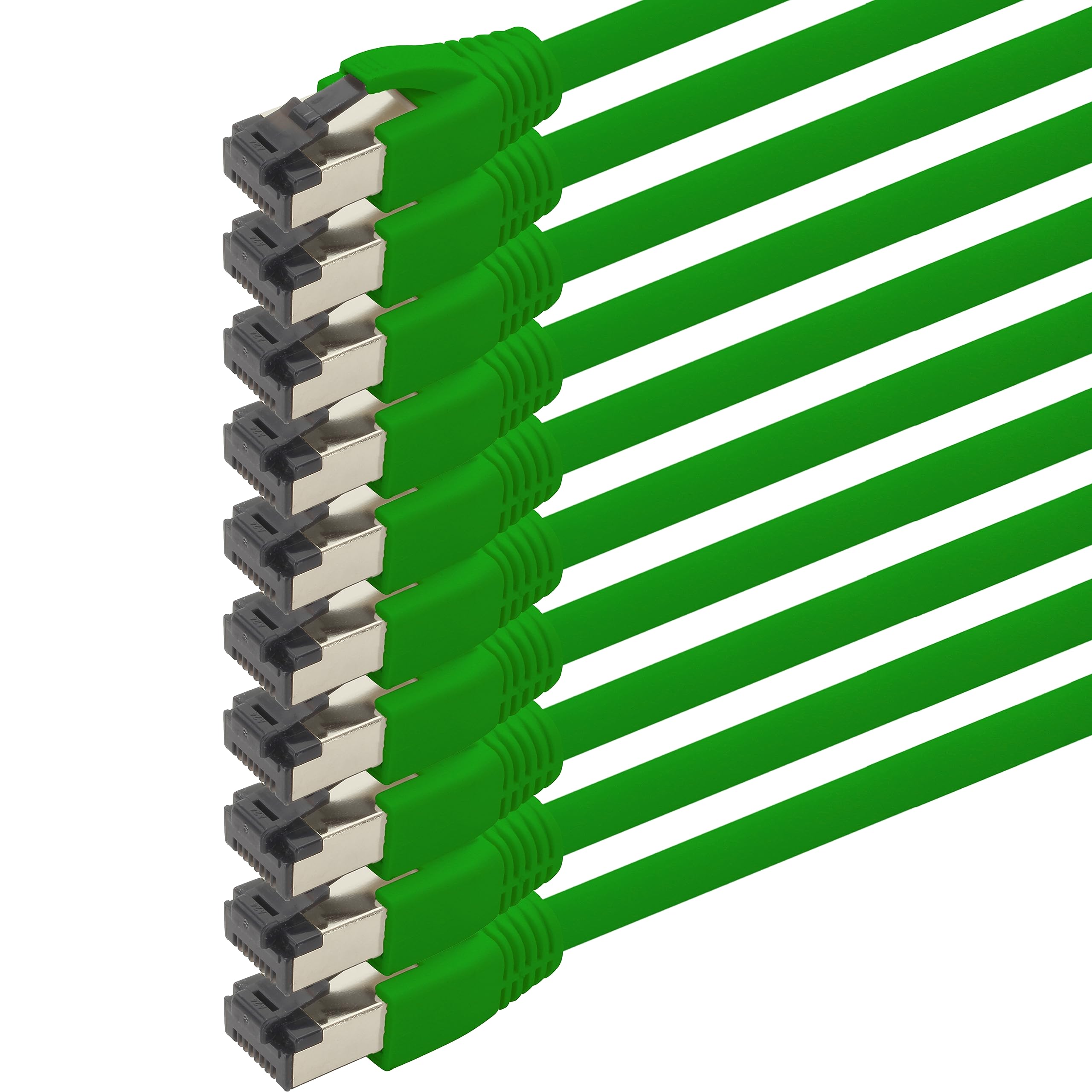 1aTTack.de 2m Cat 8 network cable CAT8 cable green - pack of 10 Cat.8 Lan 2000 MHz 40 Gbit s 40GBase-T Poe+ patch cable Ethernet cable LSZH - 10 x 2 meters green