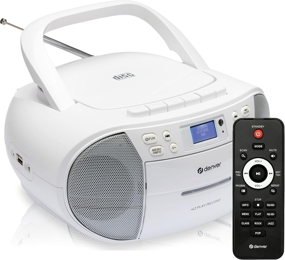 Denver TDC-280 Portable Radio CD Tape Cassette Player DAB+ FM Clock