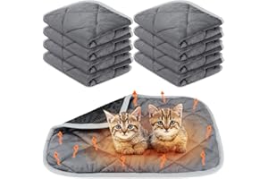 Clysee 8 Pack Self Heating Cat Mat Self Warming Cat Bed Extra Warm Thermal Pet Bed Mat Reflects Body Heat Washable Dog Crate Pad for Indoor Outdoor Pets (Gray,16 x 20 Inch)