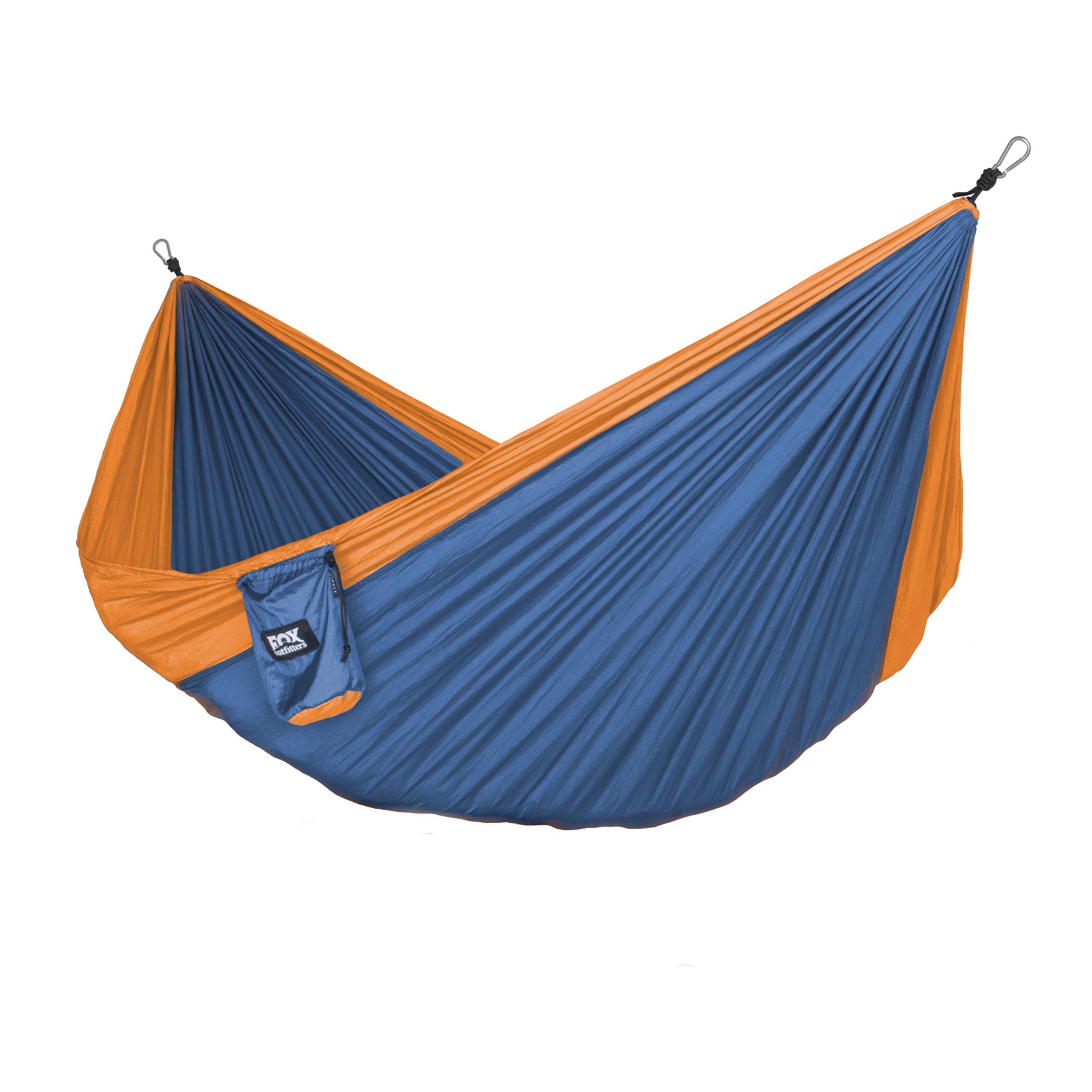 Neolite Double Camping Hammock - Lightweight Portable Nylon Parachute Hammock for Backpacking, Travel, Beach, Yard. Hammock Straps & Steel Carabiners Included (Orange/Blue)