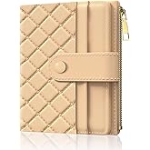 Aiawoxc Womens Wallet, RFID Small Slim Wallets for Women, Compact Credit Card Holder, Cute Leather Bifold Ladies Purse with Zipper Coin Pocket and ID Window, Apricot