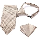 Hi-Tie Boys Tie Pre-Tied Pocket Square Set Adjustable Kids Neckties Age 7-11 Years School UniForm Graduation