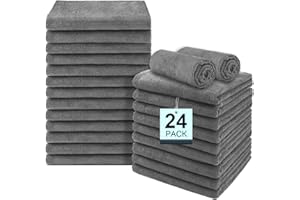 UNIMADE 24 Pack Gym Towels Set - Highly Absorbent and Quick Drying Microfiber Salon Towel, Premium Hand Cloths for Bathroom, Gym, Shower, Hotel, and Spa - 16x27 inch (Grey)